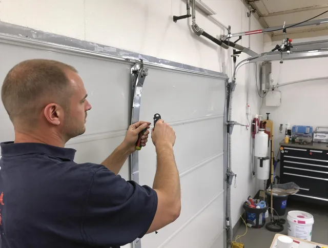 Before and after garage door dent repair by West Haven Garage Door Repair in West Haven