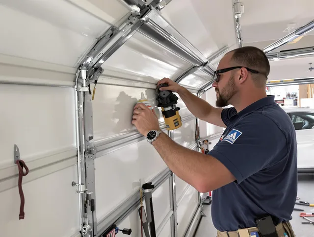 West Haven Garage Door Repair technician quieting a noisy garage door in West Haven